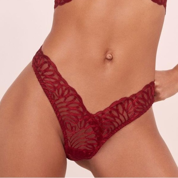 New! For love and lemons after dark red lace thong panty 1350 - Picture 8 of 9